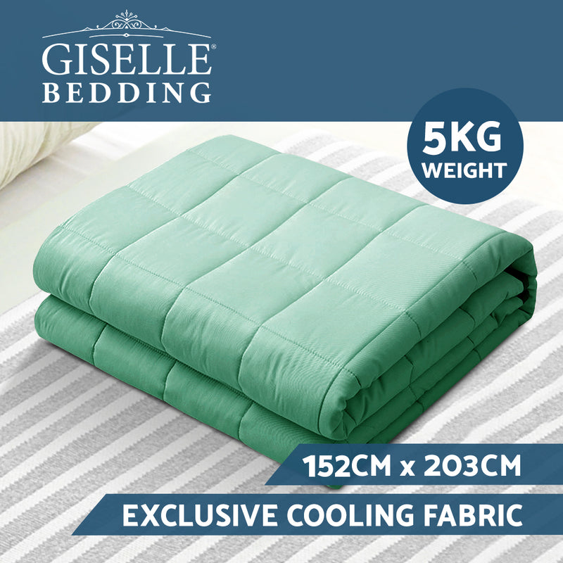 Giselle Weighted Blanket Adult 5KG Gravity Cooling Blankets Deep Relax Summer Aqua - Coll Online