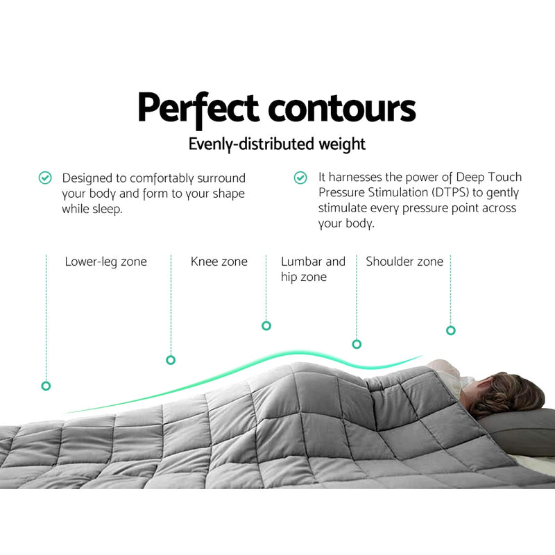 Weighted Blanket Adult 5KG Heavy Gravity Blankets Microfibre Duvet Cover Deep Relax Better Sleep Light Grey - Coll Online