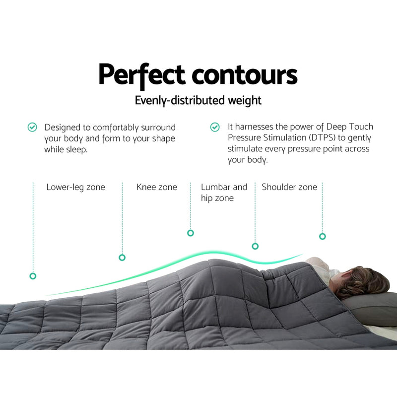 Weighted Blanket Adult 7KG Heavy Gravity Blankets Microfibre Cover Glass Beads Calming Sleep Anxiety Relief Grey - Coll Online