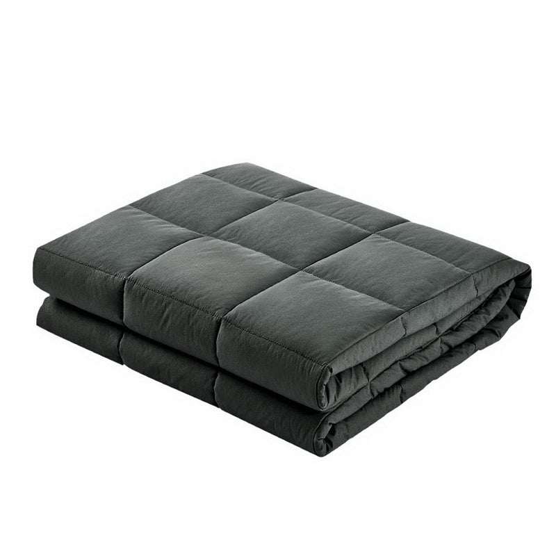 Giselle Bedding 7KG Cotton Weighted Blanket Deep Relax Sleeping Gravity Adult Black - Coll Online