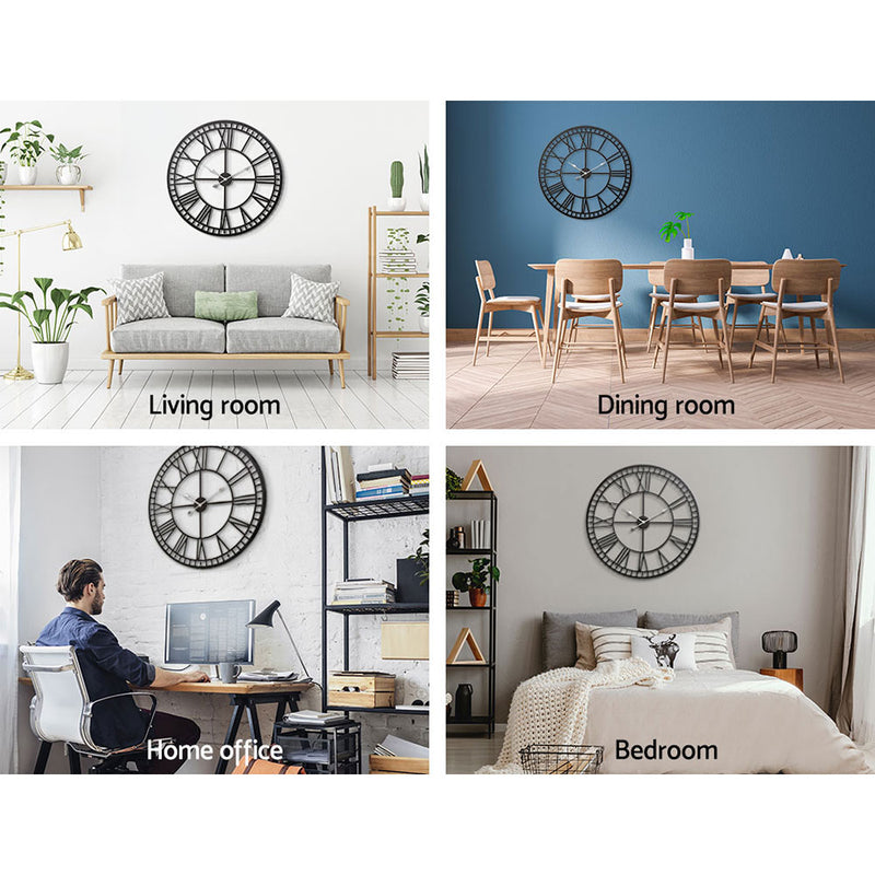 Wall Clock Extra Large Modern Silent No Ticking Movements 3D Home Office Kitchen Decor - 80cm - Coll Online
