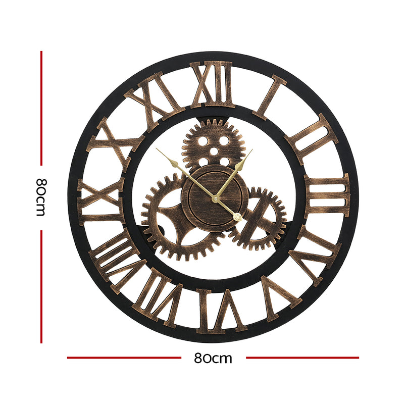 Wall Clock Extra Large Vintage Silent No Ticking Movements 3D Home Office Decor - 80cm - Coll Online