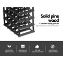 Artiss 20 Bottle Timber Wine Rack Wooden Storage Wall Racks Holders Cellar Black - Coll Online