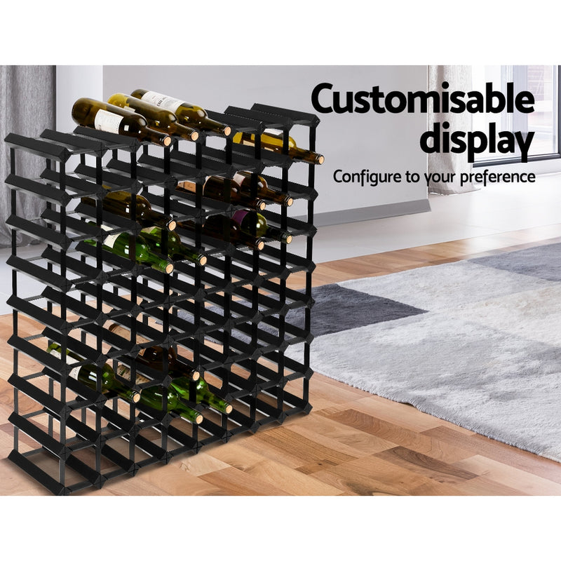 Artiss 72 Bottle Timber Wine Rack Wooden Storage Wall Racks Holders Cellar Black - Coll Online