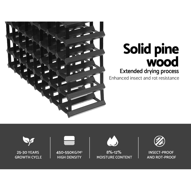 Artiss 72 Bottle Timber Wine Rack Wooden Storage Wall Racks Holders Cellar Black - Coll Online