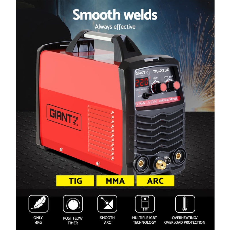 GIANTZ TIG Inverter Welder Portable MMA ARC Stick DC Gas Welding Machine 220Amp - Coll Online