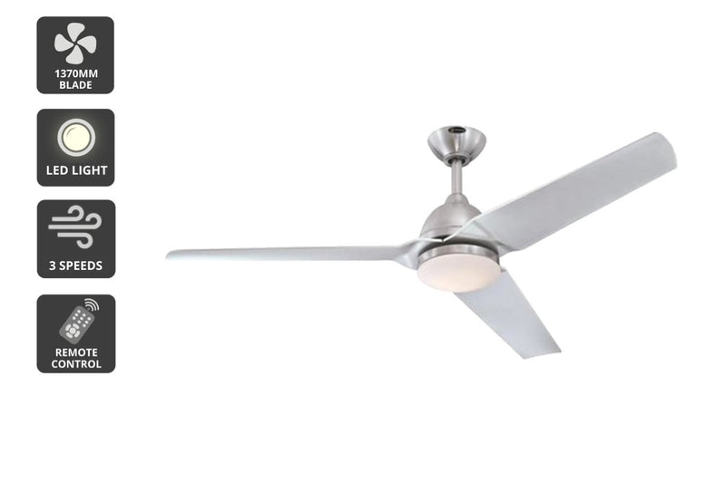 Westinghouse 137cm Elyse Ceiling Fan with Brushed Nickel Finish