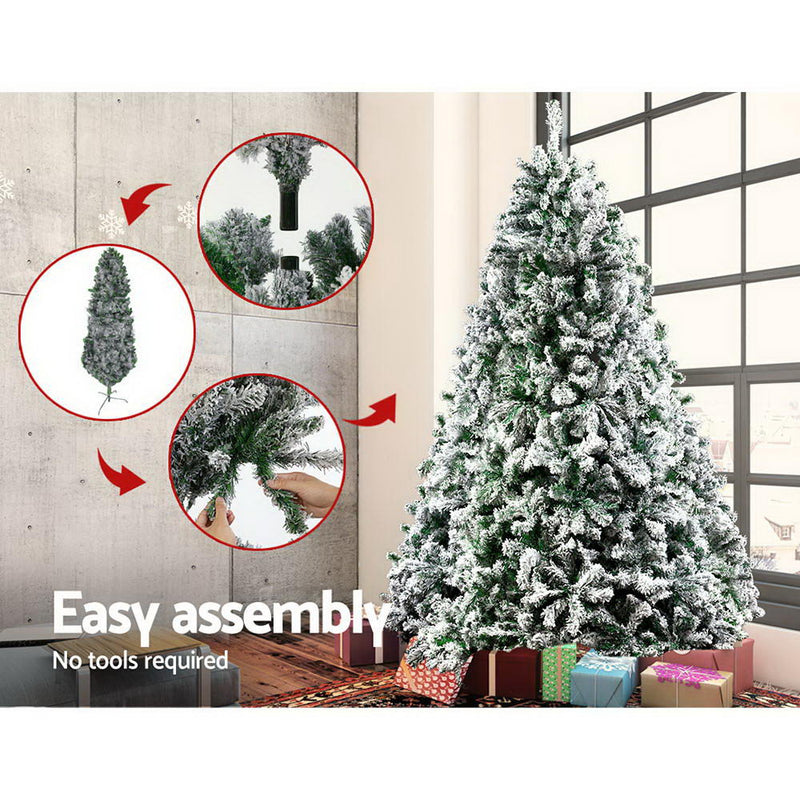 Jingle Jollys Christmas Tree 2.4M 8FT Xmas Decorations Snow Home Decor 1500 Tips