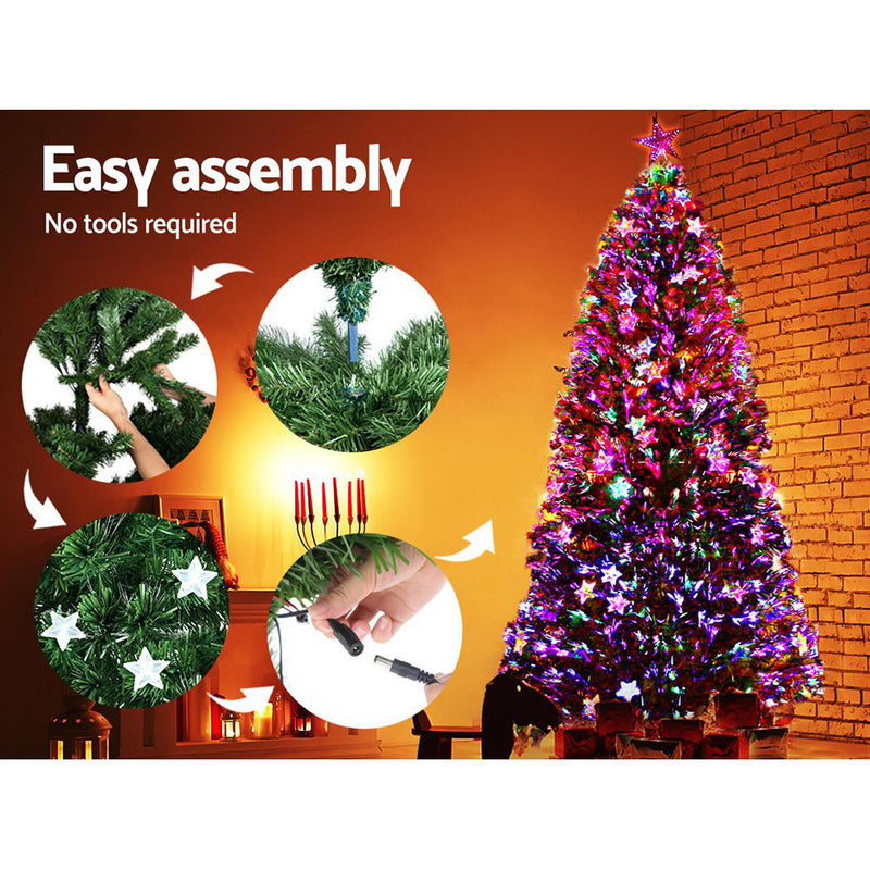 Jingle Jollys 2.1M 7FT LED Christmas Tree Xmas Optic Fiber Multi Colour Lights