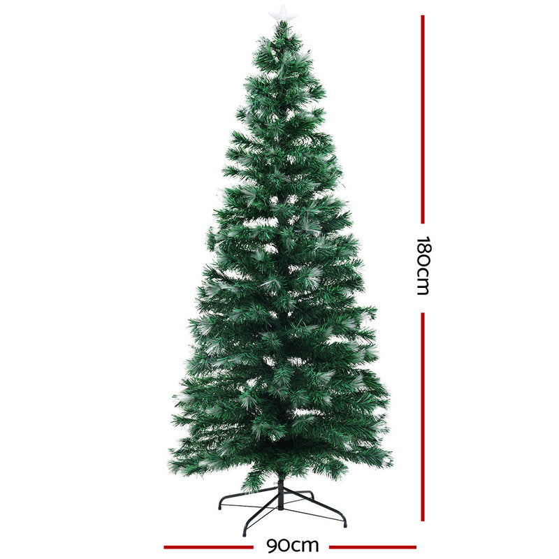 Jingle Jollys Christmas Tree 1.8M 6FT LED Xmas Multi Colour Lights Optic Fibre