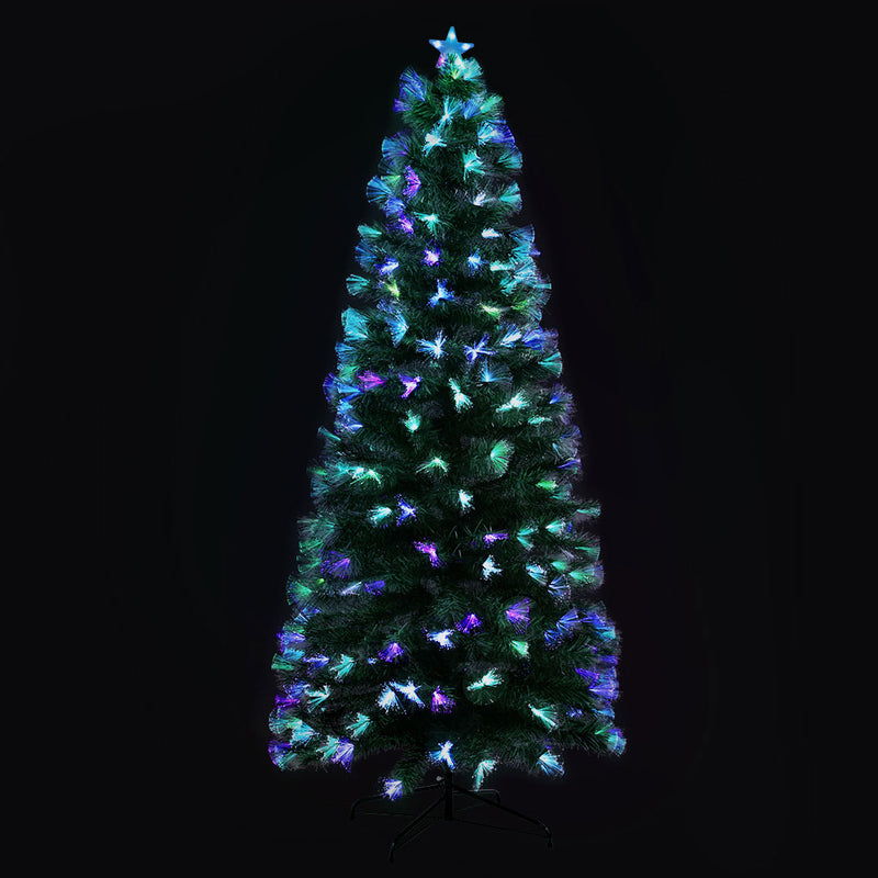 Jingle Jollys Christmas Tree 1.8M 6FT LED Xmas Multi Colour Lights Optic Fibre