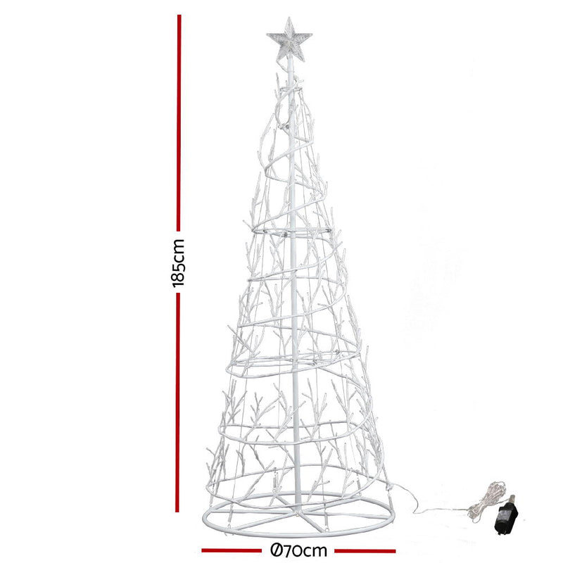 Jingle Jollys 1.85M LED Christmas Tree Lights Xmas 322 LED Cold White Optic Fiber - Coll Online