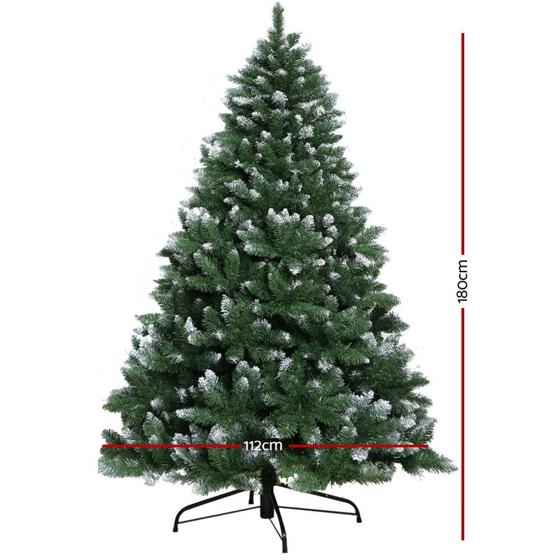 Jingle Jollys 6FT Christmas Snow Tree - Green - Coll Online