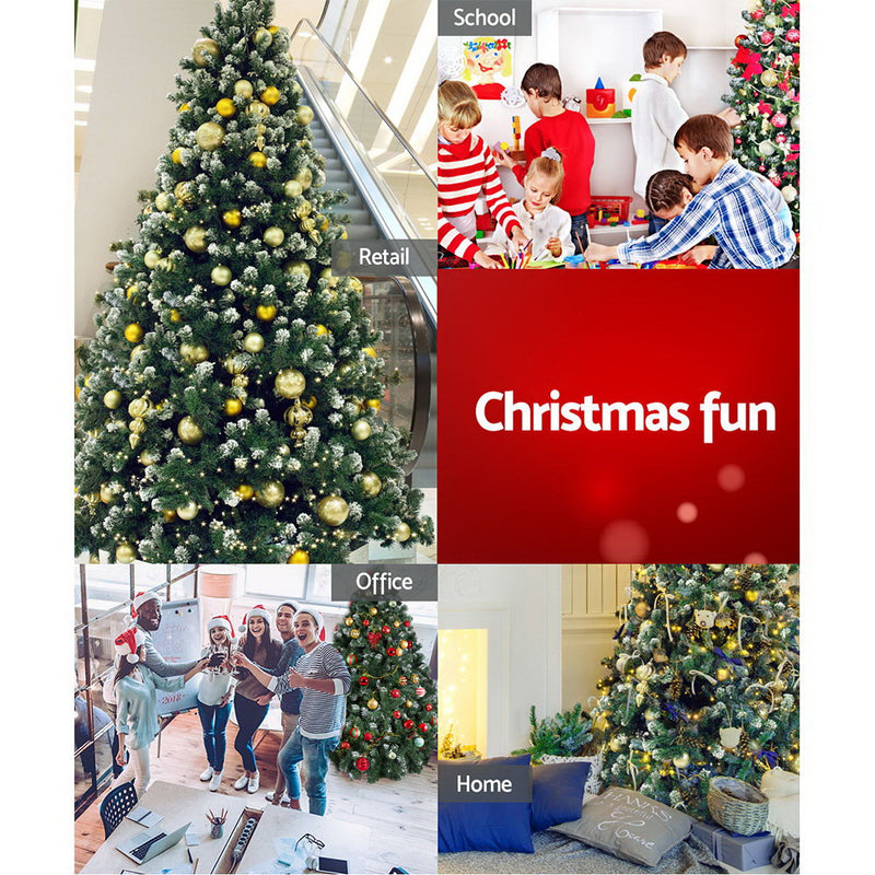 Jingle Jollys 7FT Christmas Snow Tree - Green - Coll Online