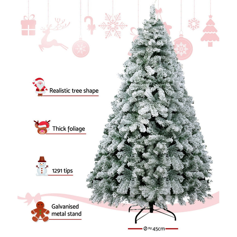 Jingle Jollys Snowy Christmas Tree 2.4M 8FT Xmas Decorations