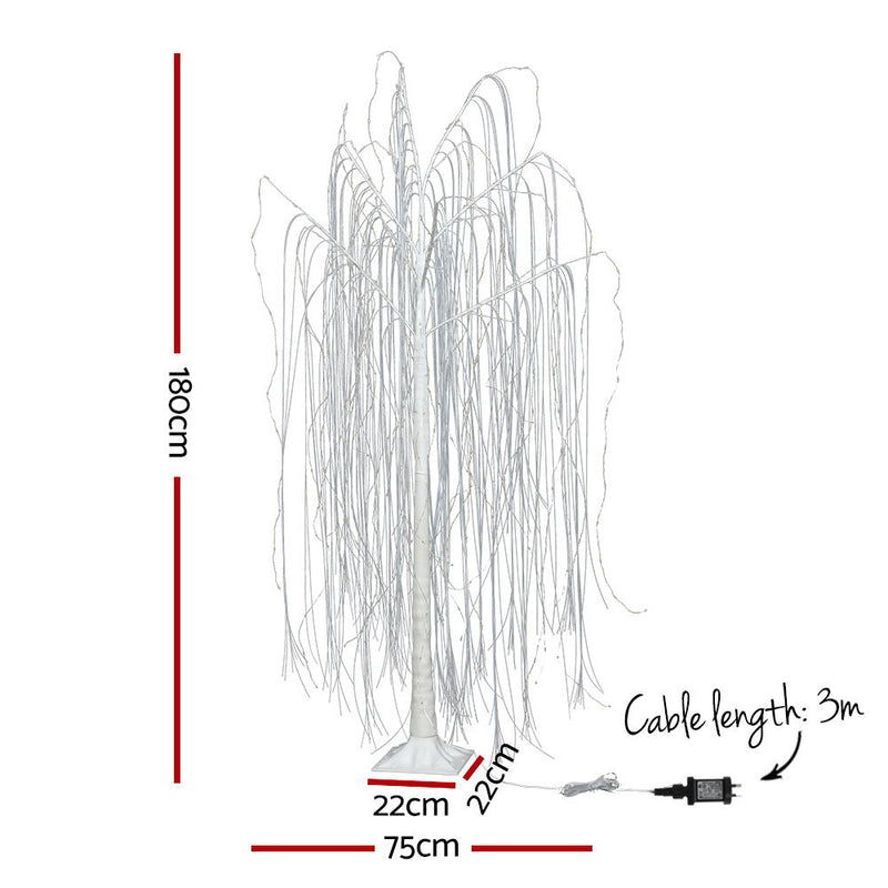 Jingle Jollys 1.8M LED Christmas Tree Willow Xmas Fibre Optic Warm White Lights