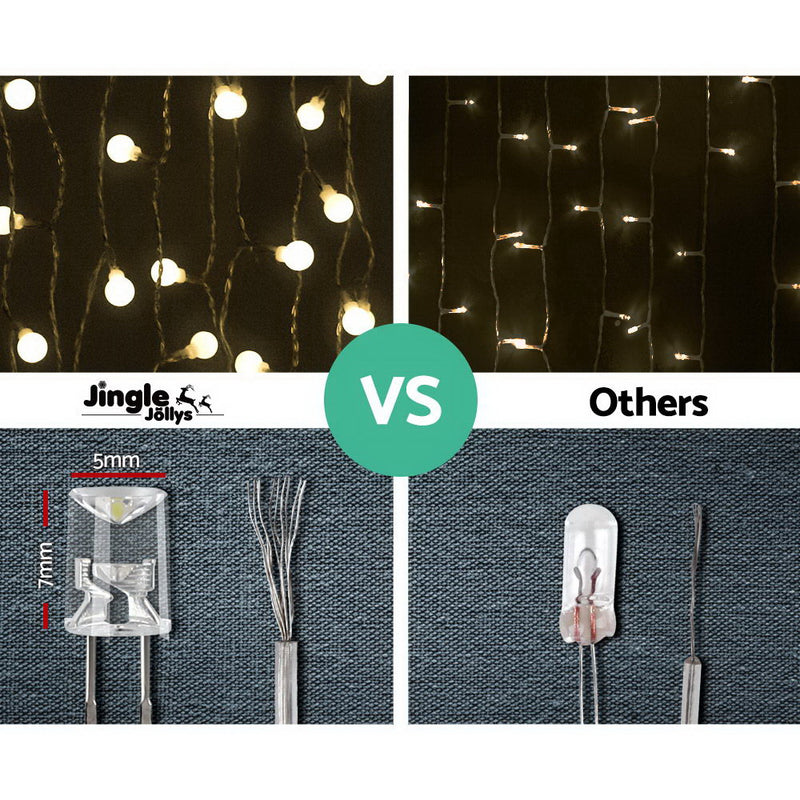 Jingle Jollys 600 LED Curtain Lights - Warm White - Coll Online