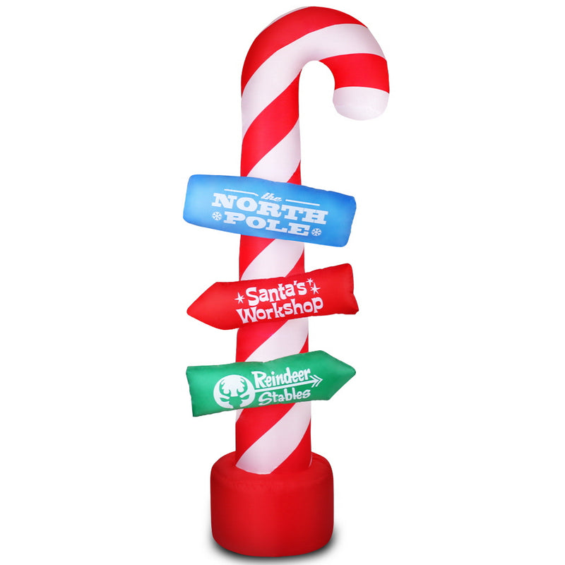 Jingle Jollys 2.4M Christmas Inflatable Santa Guide Candy Pole Xmas Decor LED - Coll Online