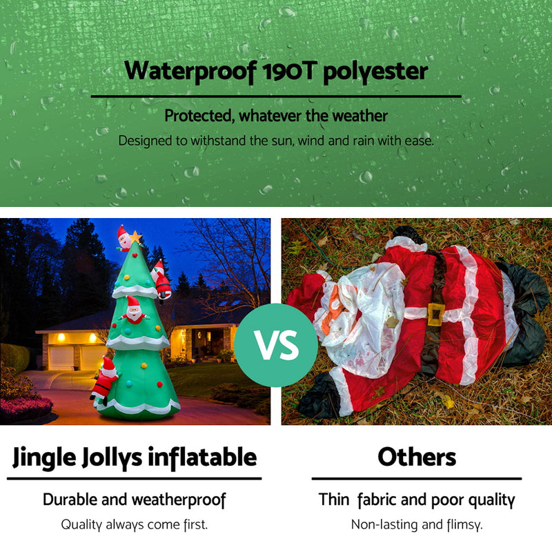 Jingle Jollys 5M Christmas Inflatable Santa on Christmas Tree Xmas Decor LED - Coll Online