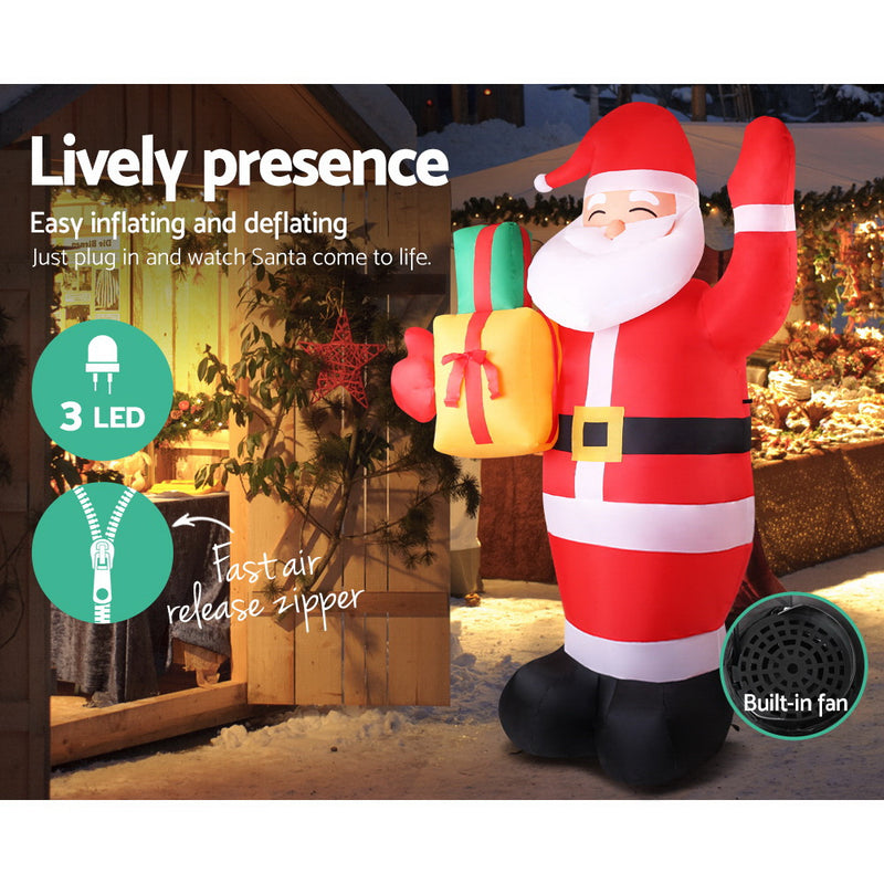 Jingle Jollys 2.4M Christmas Inflatables Santa Xmas Light Decor LED Airpower - Coll Online