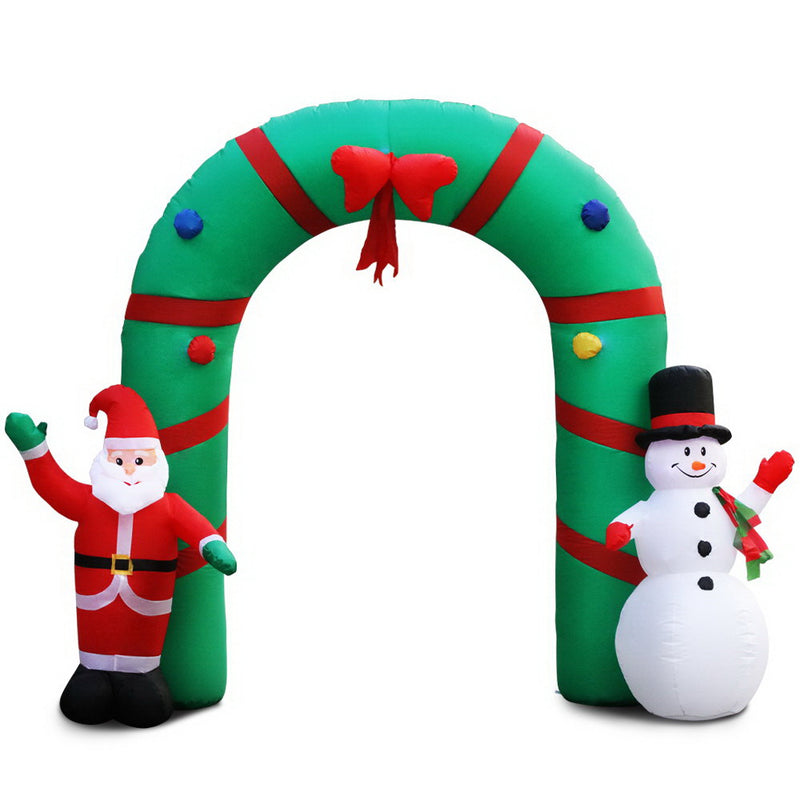 Jingle Jollys 2.8M Christmas Inflatable Giant Arch Way Santa Snowman Light Decor - Coll Online