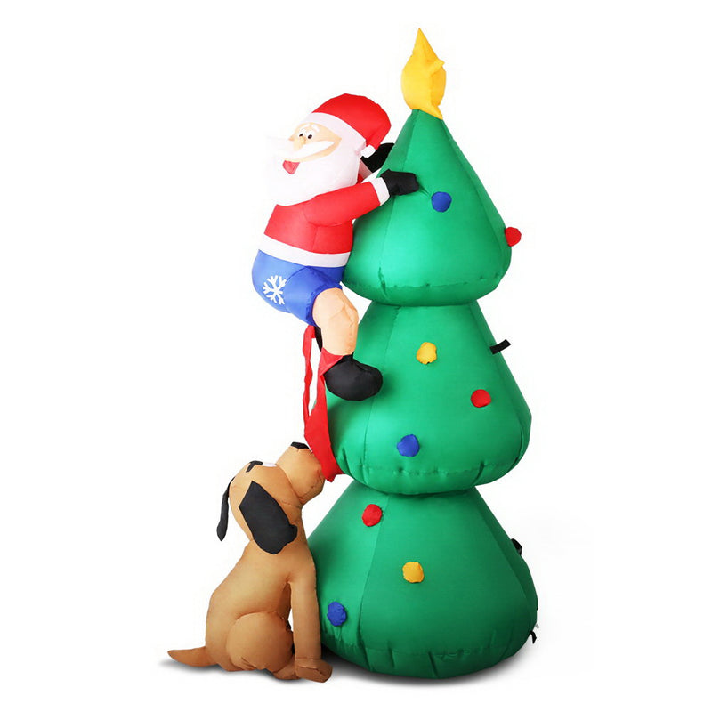 Jingle Jollys 1.8M Christmas Inflatable Santa on Tree Lights Xmas Decor Airblown - Coll Online