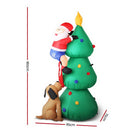 Jingle Jollys 1.8M Christmas Inflatable Santa on Tree Lights Xmas Decor Airblown - Coll Online