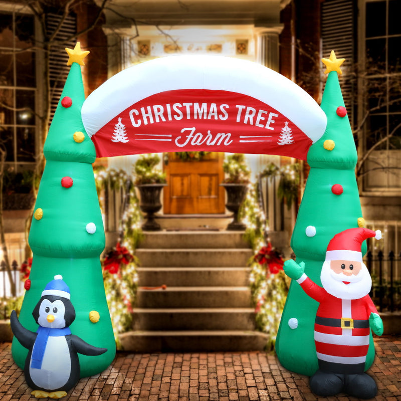 Jingle Jollys Inflatable Christmas Tree Archway Santa 3M Xmas Outdoor Decoration - Coll Online