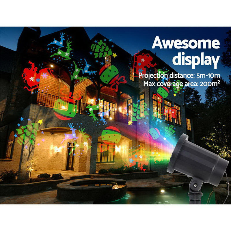 Jingle Jollys Pattern LED Laser Landscape Projector Light Lamp Christmas Party - Coll Online