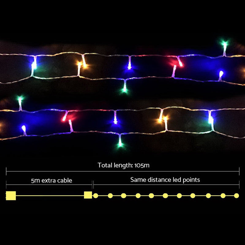 Jingle Jollys 100M Christmas String Lights 500LED Multi Colour - Coll Online