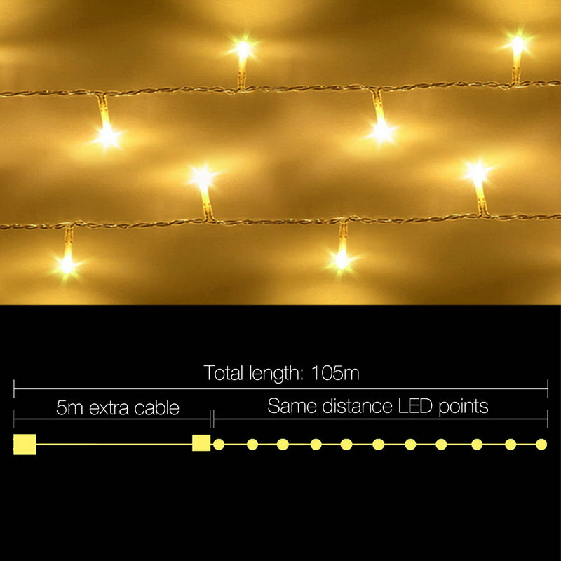 Jingle Jollys 100M 500 LED Christmas String Lights Warm White - Coll Online