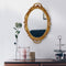 CARLA HOME Oval Antique Gold 25 x 38 cm Vintage Carved Hanging Wall Mirror for Bedroom and Living-Room