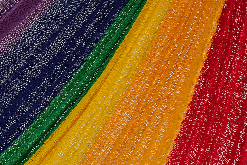 Single Size Cotton Mexican Hammock in Rainbow Colour - Coll Online