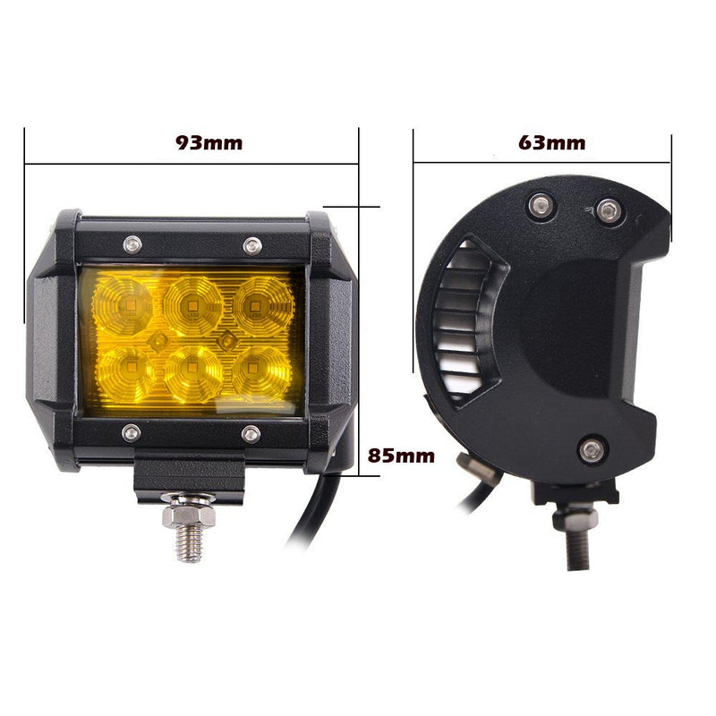 2x 4inch Flood LED Light Bar Offroad Boat Work Driving Fog Lamp Truck Yellow - Coll Online