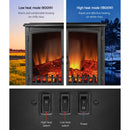 Devanti Electric Fireplace Heater Portable Fire Log Wood Effect Dual Door 1800W Black - Coll Online