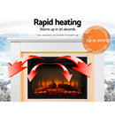 Devanti 2000W Electric Fireplace Mantle Portable Fire Log Wood Heater 3D Flame Effect White - Coll Online