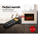 Devanti 2000W Electric Fireplace Mantle Portable Fire Log Wood Heater 3D Flame Effect White - Coll Online