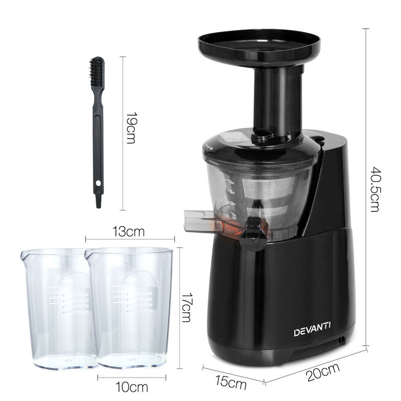 Devanti High Yield Cold Press Slow Juicer - Black - Coll Online